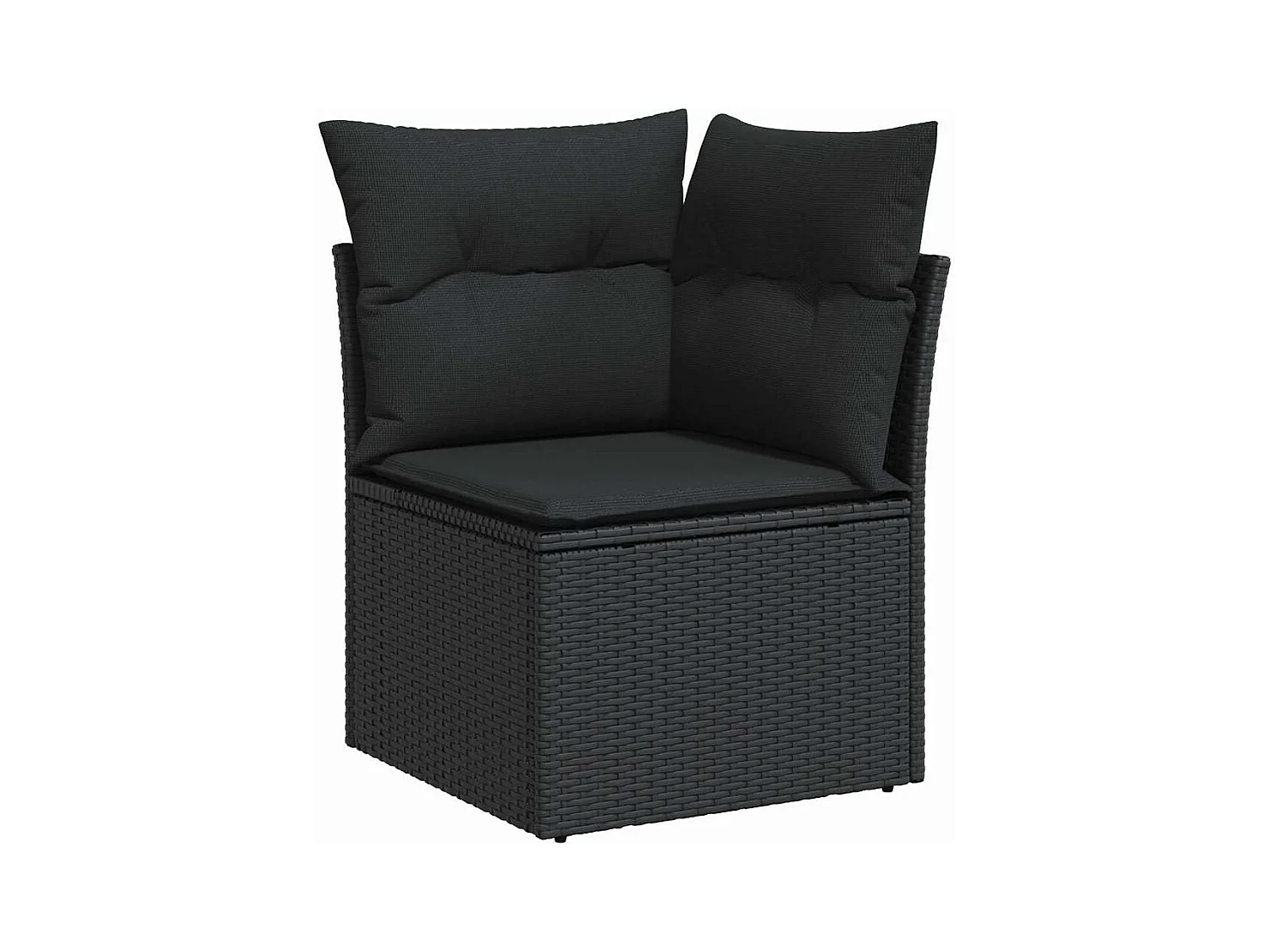 8-delige Loungeset met kussens poly rattan zwart