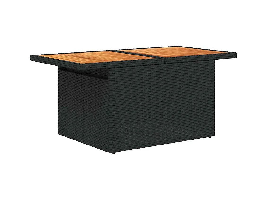 8-delige Loungeset met kussens poly rattan zwart