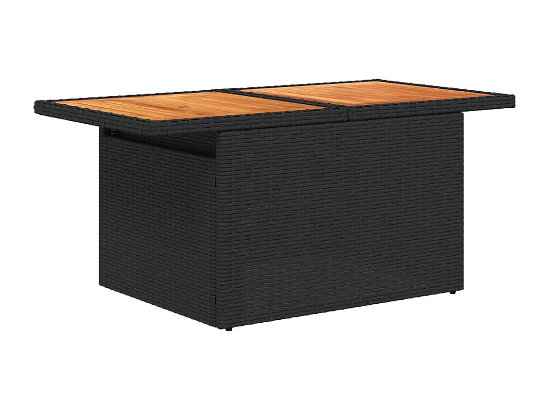 10-delige Loungeset met kussens poly rattan zwart