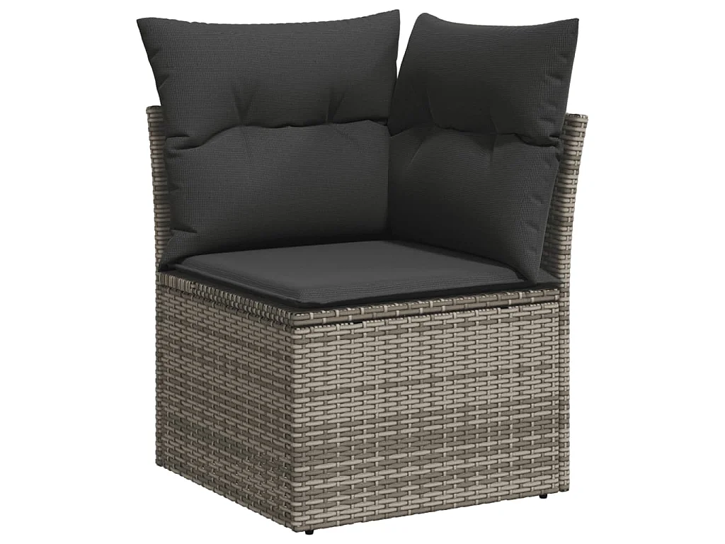 Salon de jardin 11 pcs avec coussins gris résine tressée