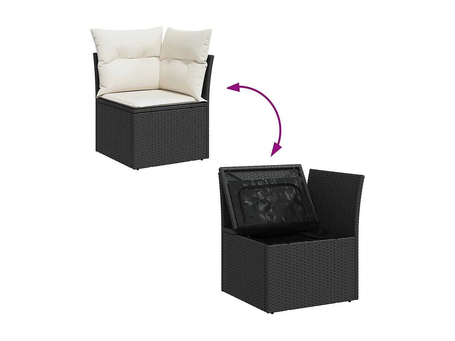 Set sofás jardín y cojines 9 pzas ratán sintético acacia negro