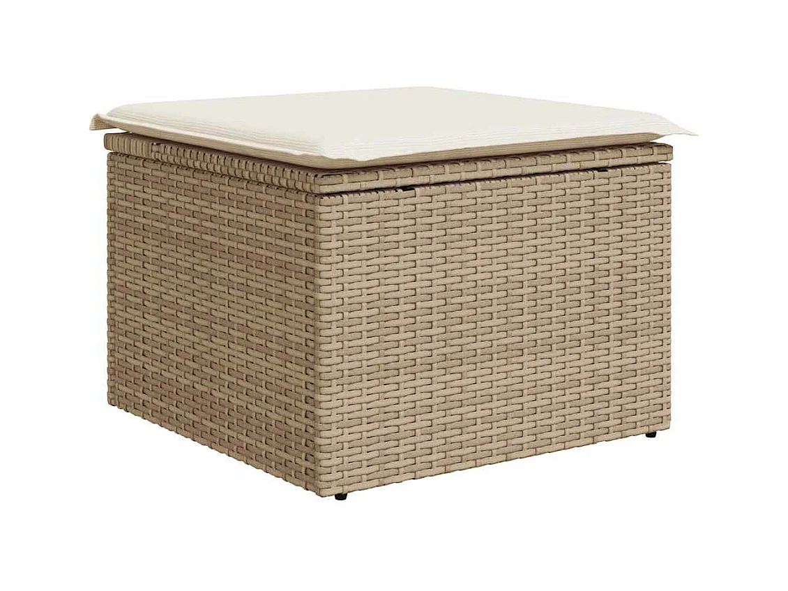 9-tlg. Garten-Sofagarnitur mit Kissen Beige Poly Rattan Akazie