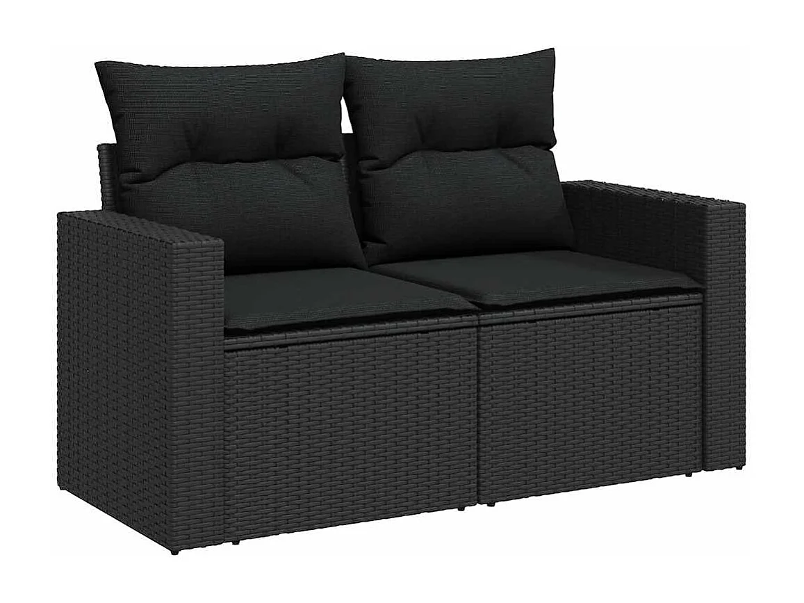Set Divani da Giardino 9 pz con Cuscini Nero in Polyrattan
