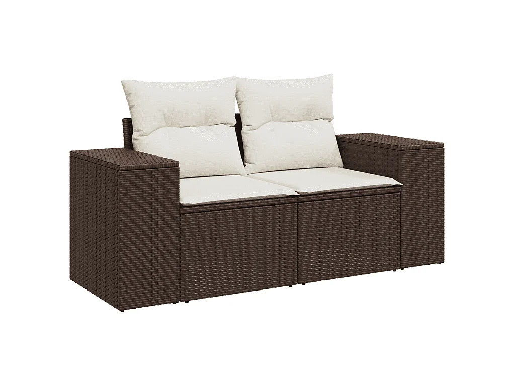 Salon de jardin 10 pcs avec coussins marron résine tressée