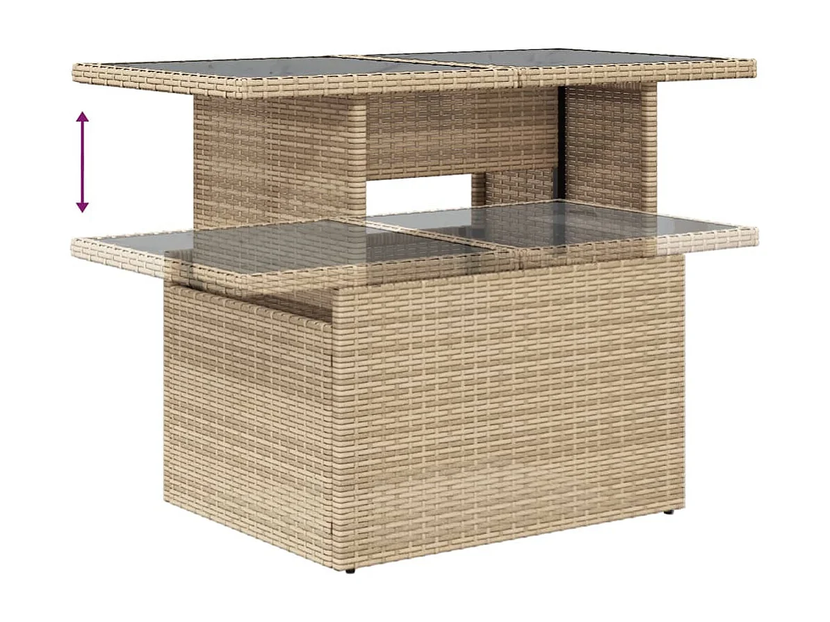 Set de sofás de jardín 9 pzas con cojines ratán sintético beige