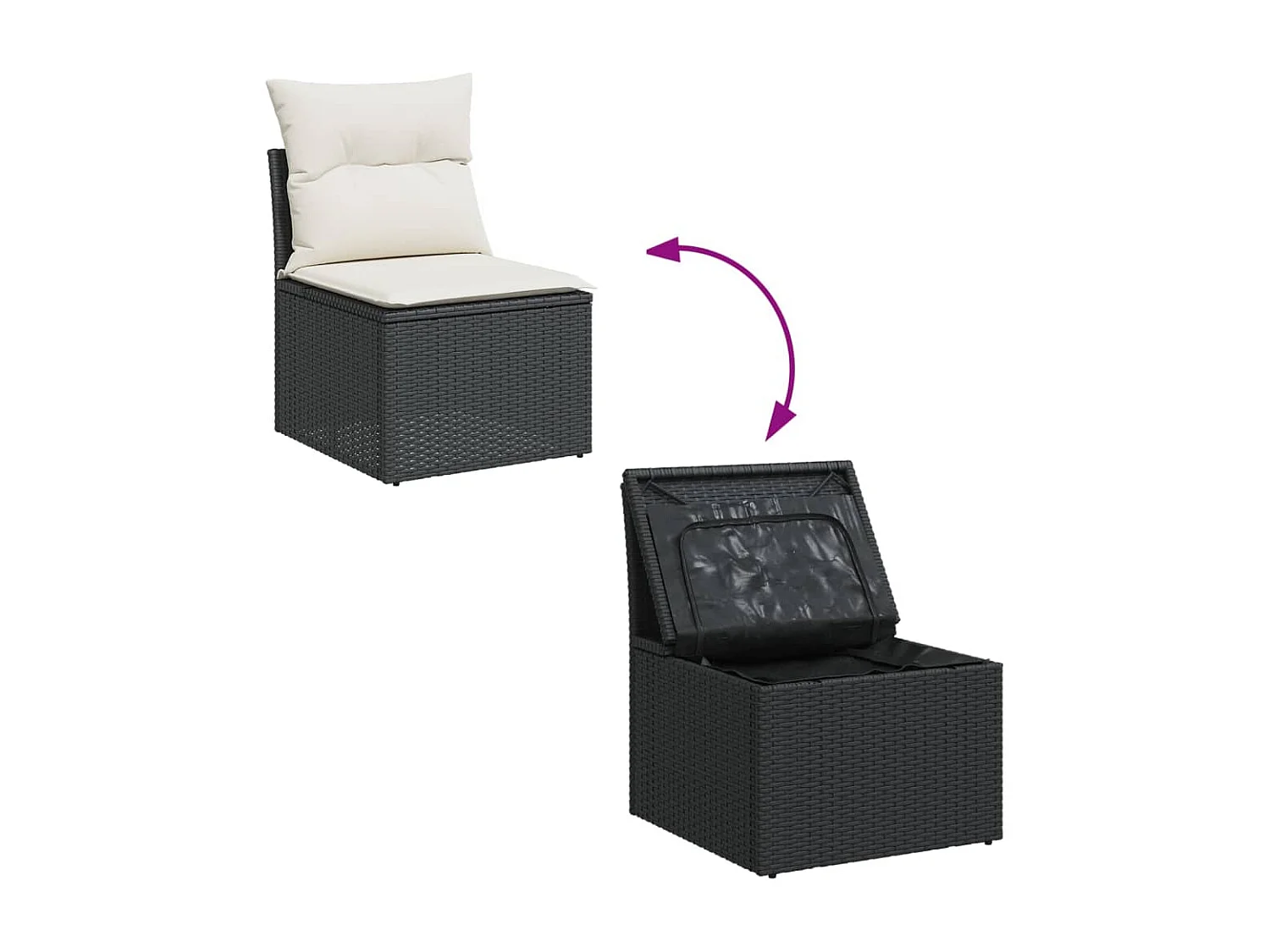 8-tlg. Garten-Sofagarnitur mit Kissen Schwarz Poly Rattan