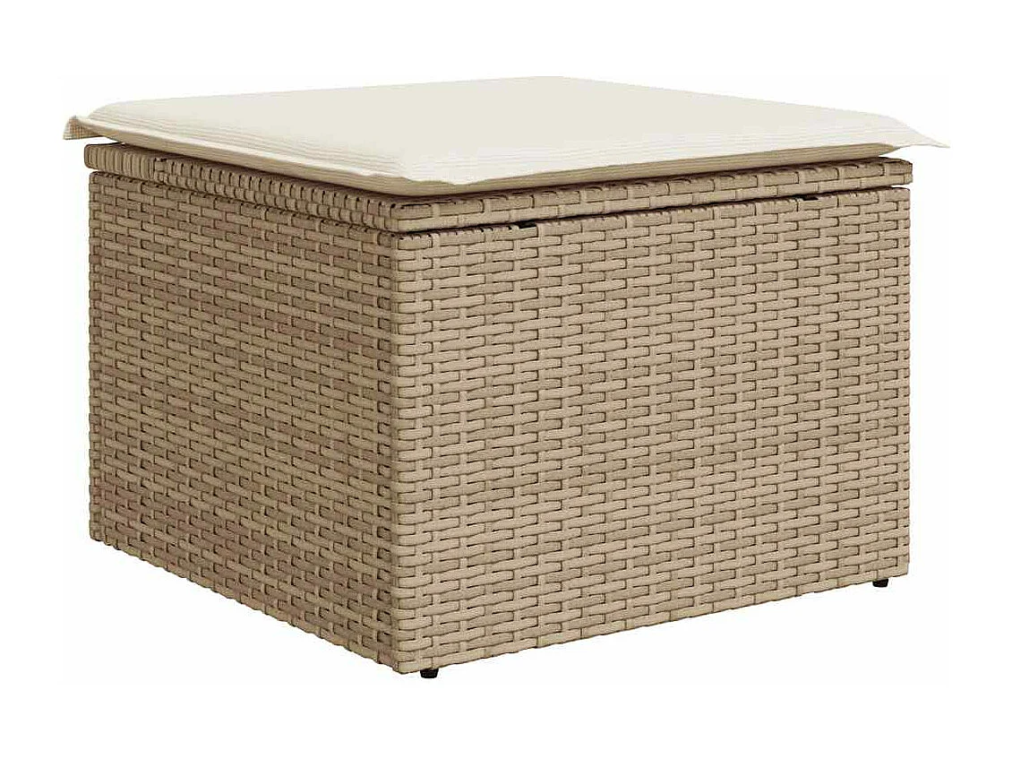 Salon de jardin avec coussins 8 pcs beige résine tressée acacia