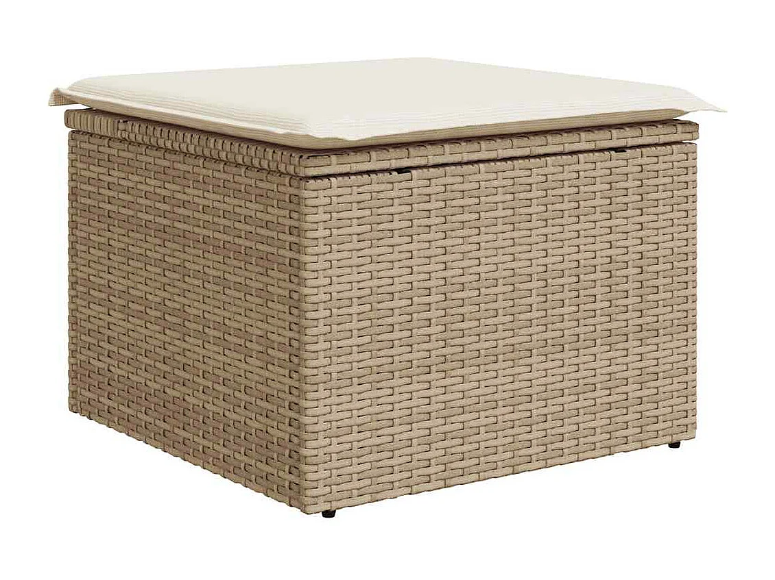 9-tlg. Garten-Sofagarnitur mit Kissen Beige Poly Rattan