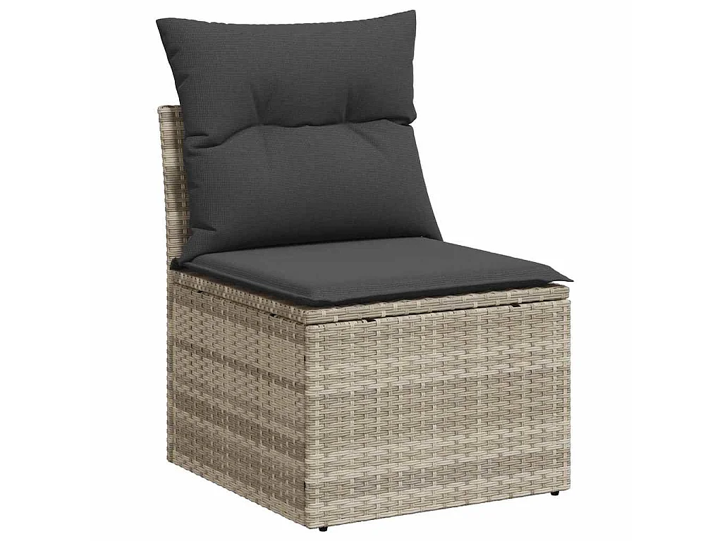 Set Divano da Giardino 8pz con Cuscini Grigio Chiaro Polyrattan