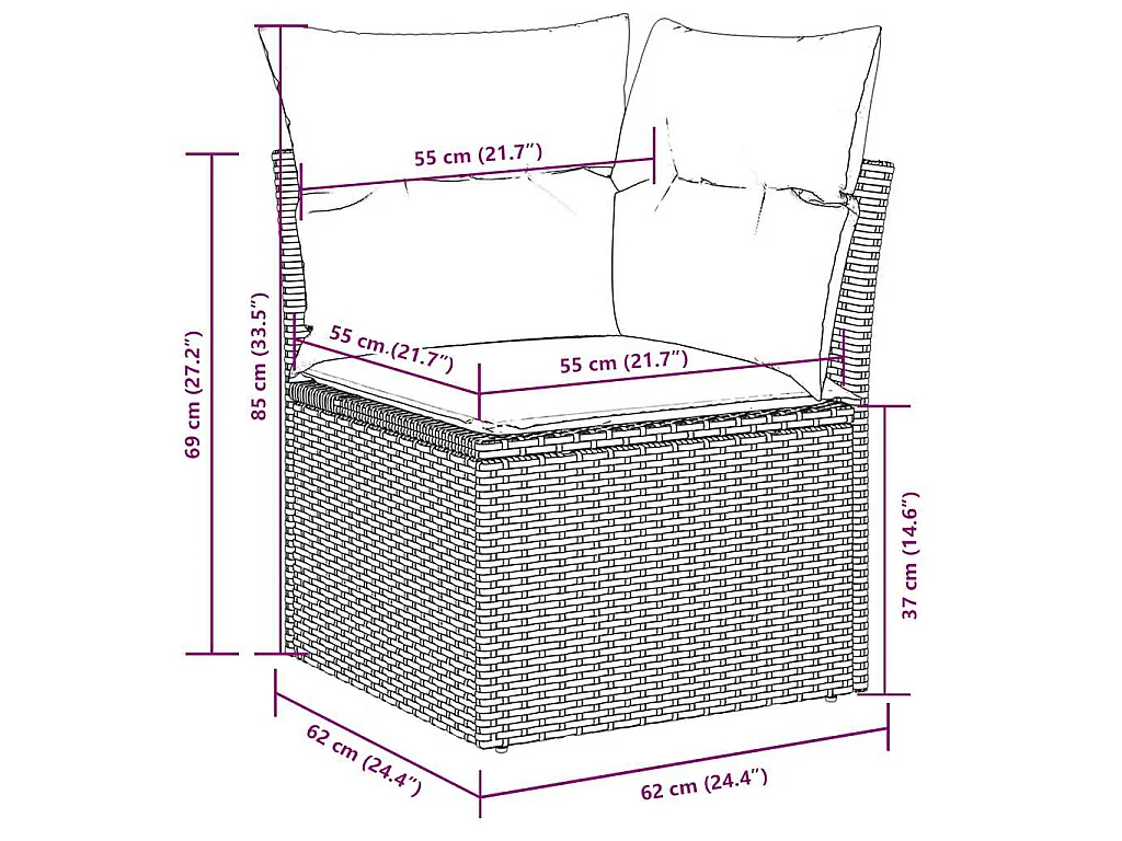 Set Divano da Giardino 8pz con Cuscini Grigio Chiaro Polyrattan