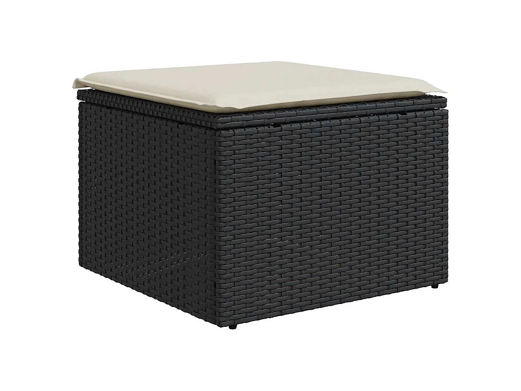8-tlg. Garten-Sofagarnitur mit Kissen Schwarz Poly Rattan