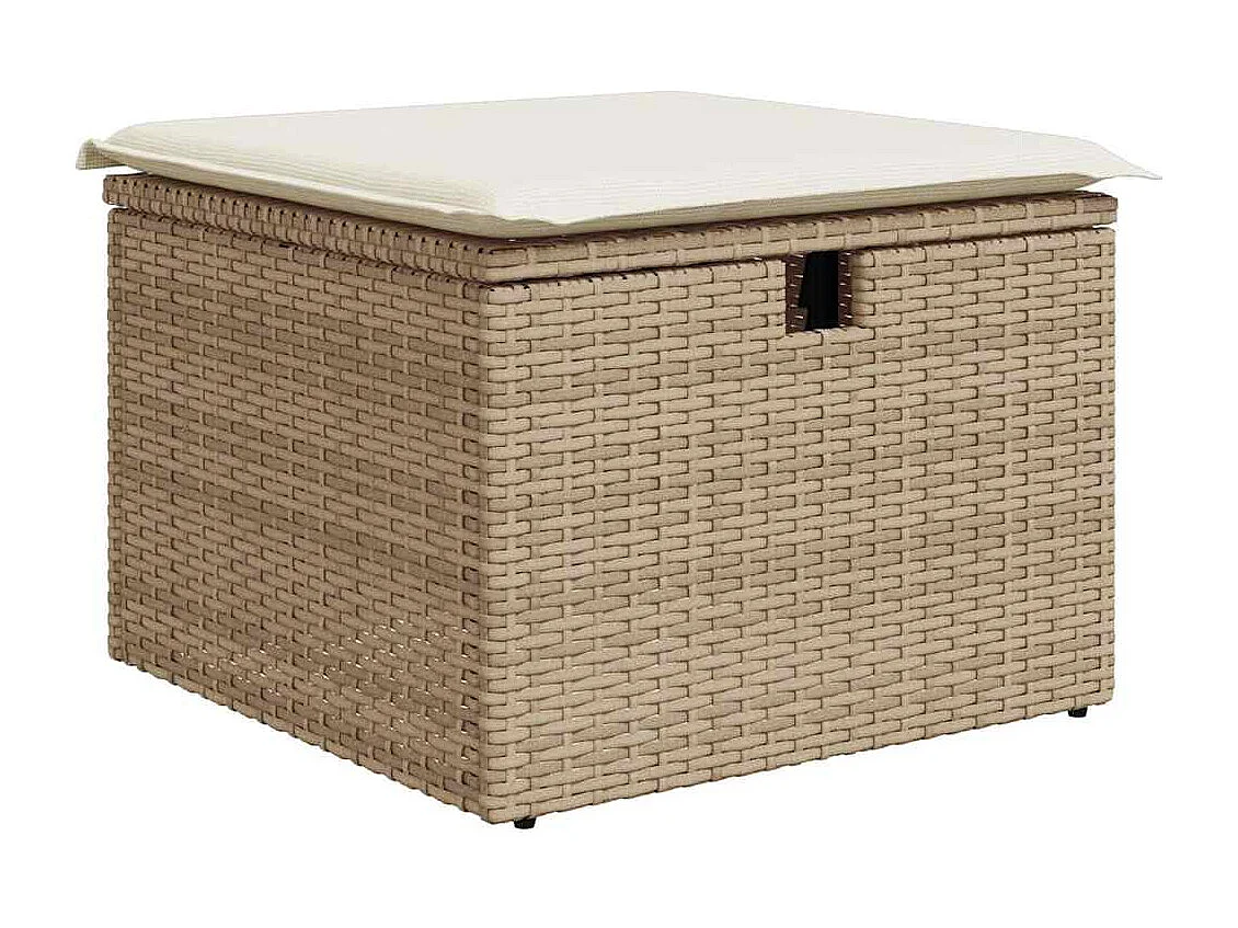 Salon de jardin avec coussins 8 pcs beige résine tressée acacia