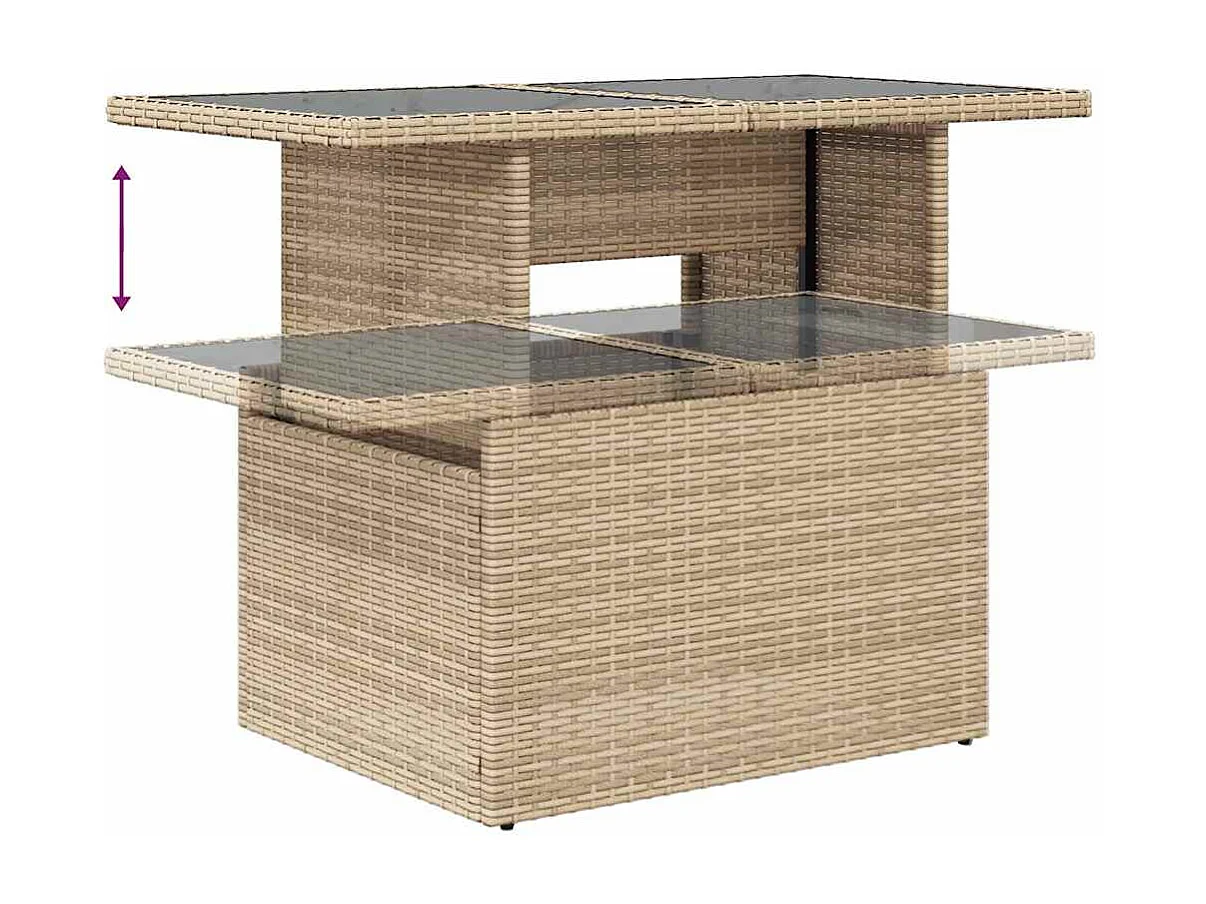 10-tlg. Garten-Sofagarnitur mit Kissen Beige Poly Rattan