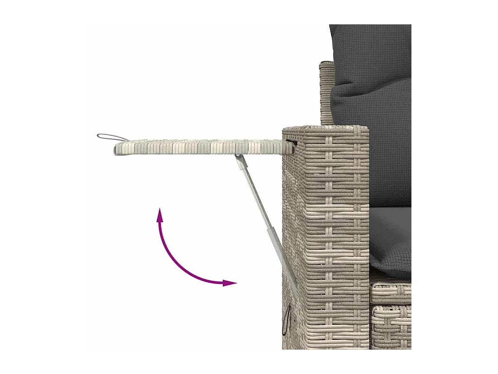 Salon de jardin 8 pcs avec coussins gris clair résine tressée