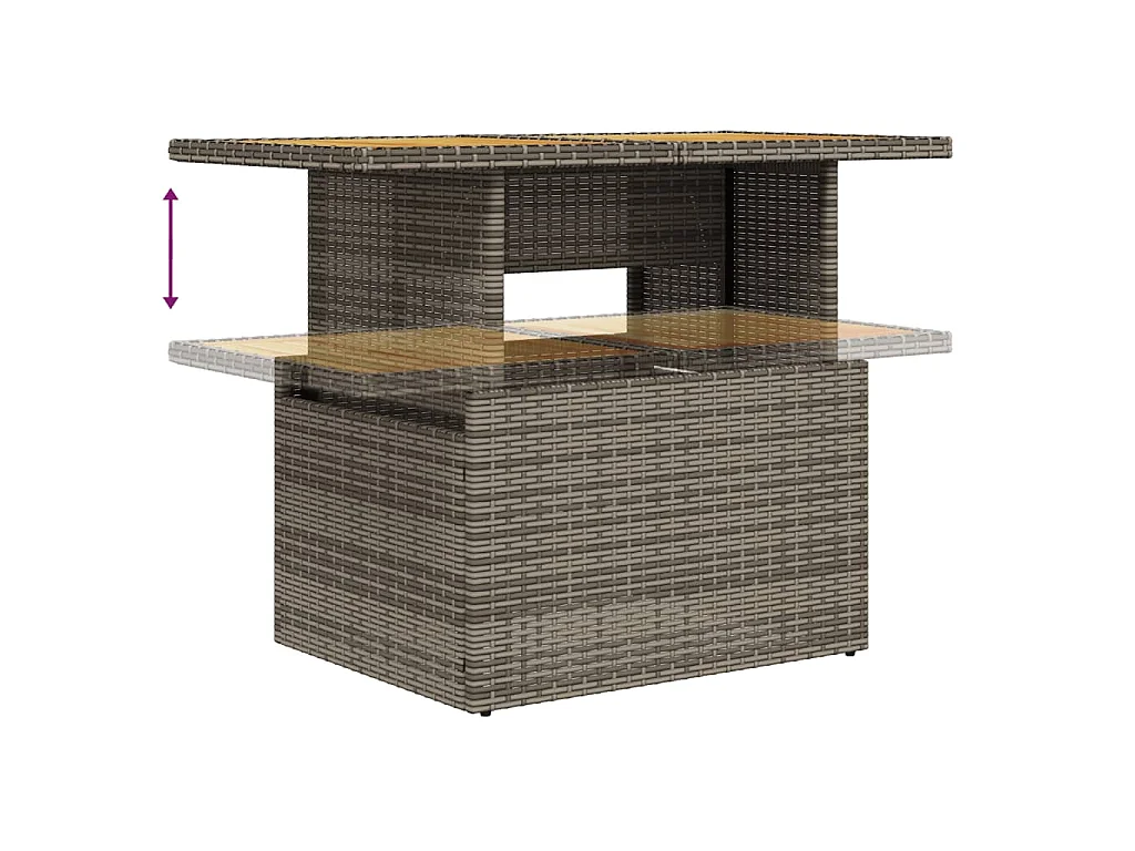 10-delige Loungeset met kussens poly rattan grijs