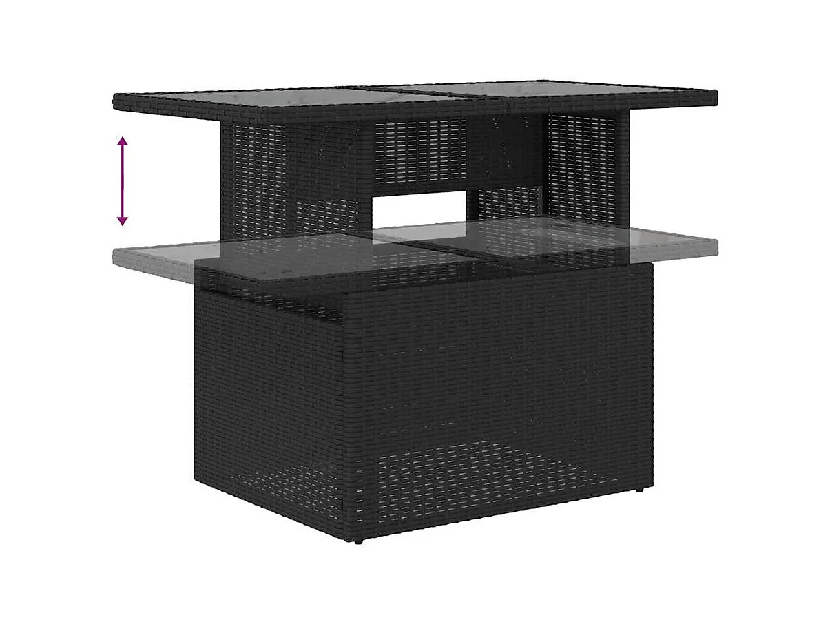 Salon de jardin 8 pcs avec coussins noir résine tressée