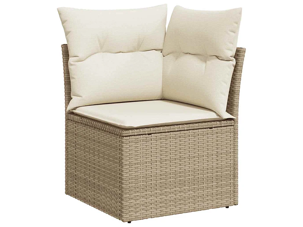 8-tlg. Garten-Sofagarnitur mit Kissen Beige Poly Rattan