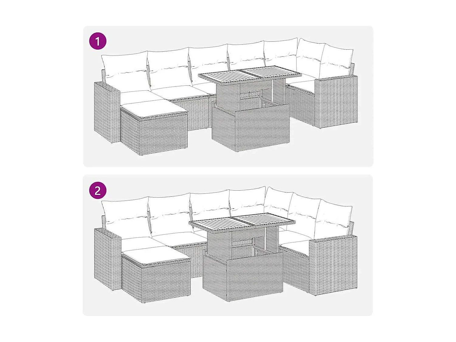 Set Divano da Giardino 8 pz con Cuscini Beige in Polyrattan