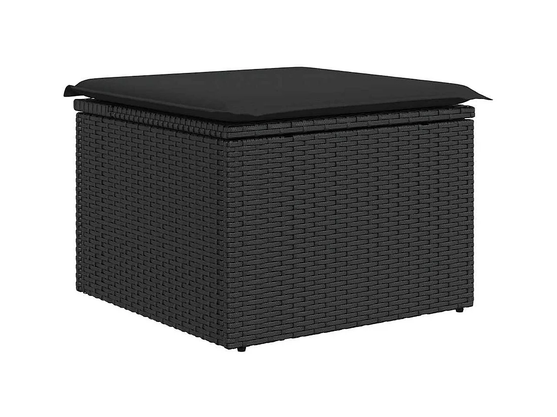 Salon de jardin avec coussins 8 pcs noir résine tressée acacia