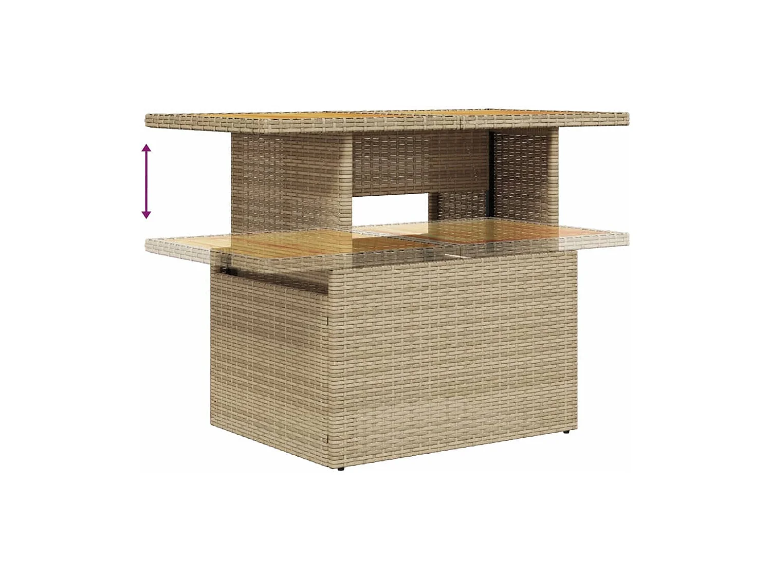 9-delige Loungeset met kussens poly rattan beige