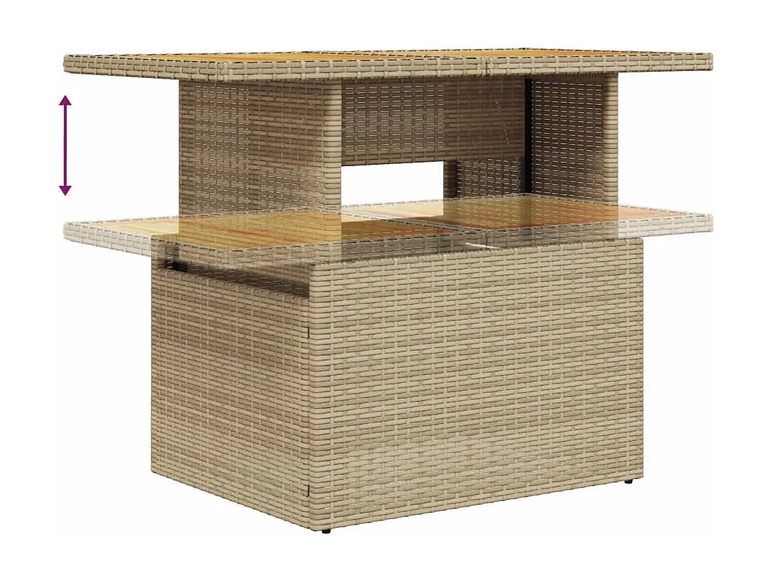 Set de sofás de jardín con cojines 9 pzas ratán sintético beige