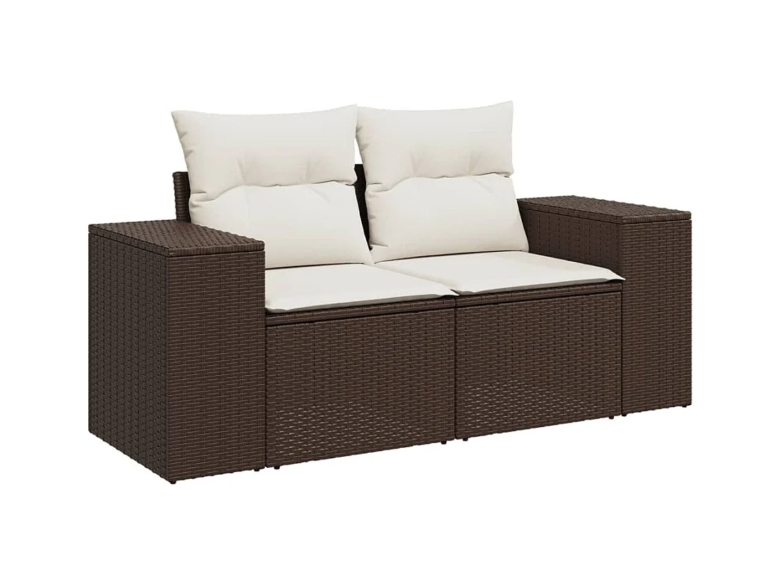 8-delige Loungeset met kussens poly rattan bruin