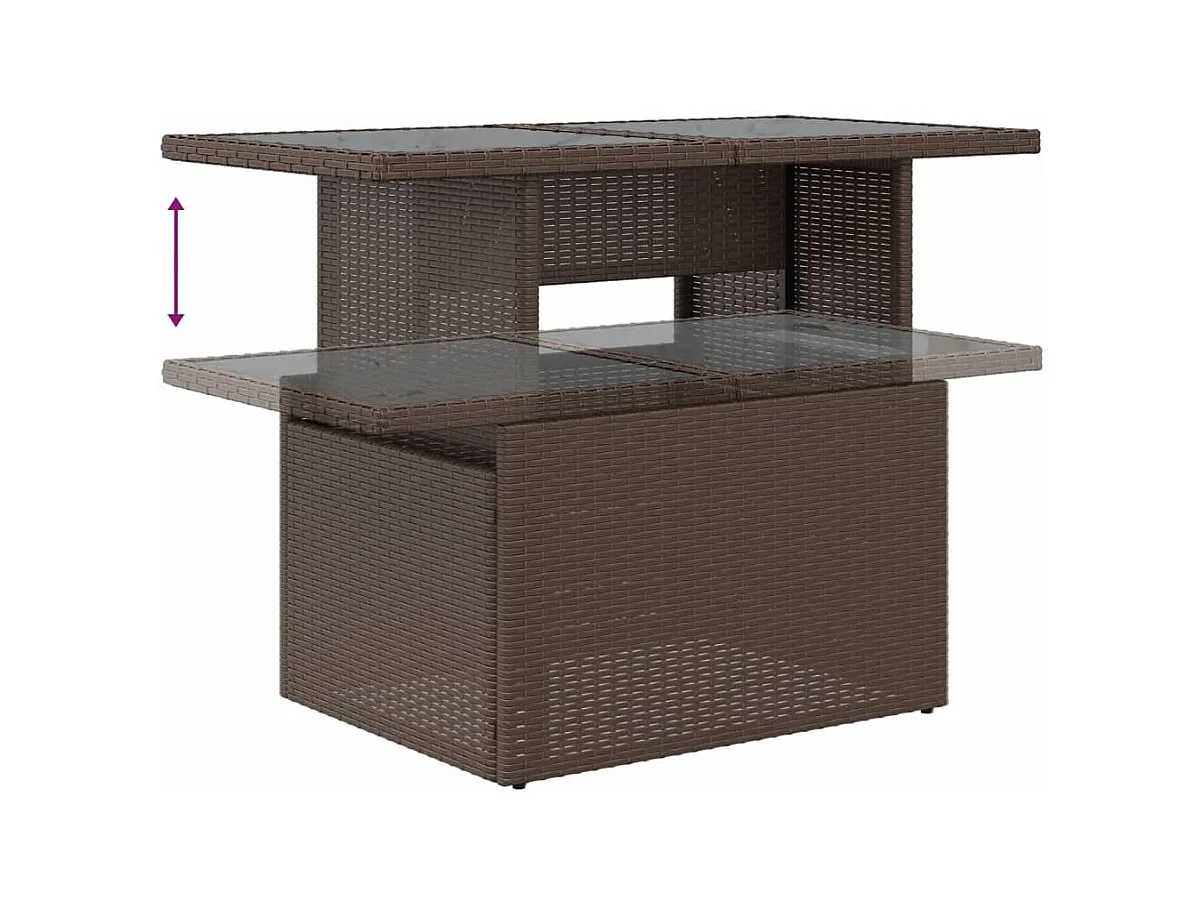 8-delige Loungeset met kussens poly rattan bruin