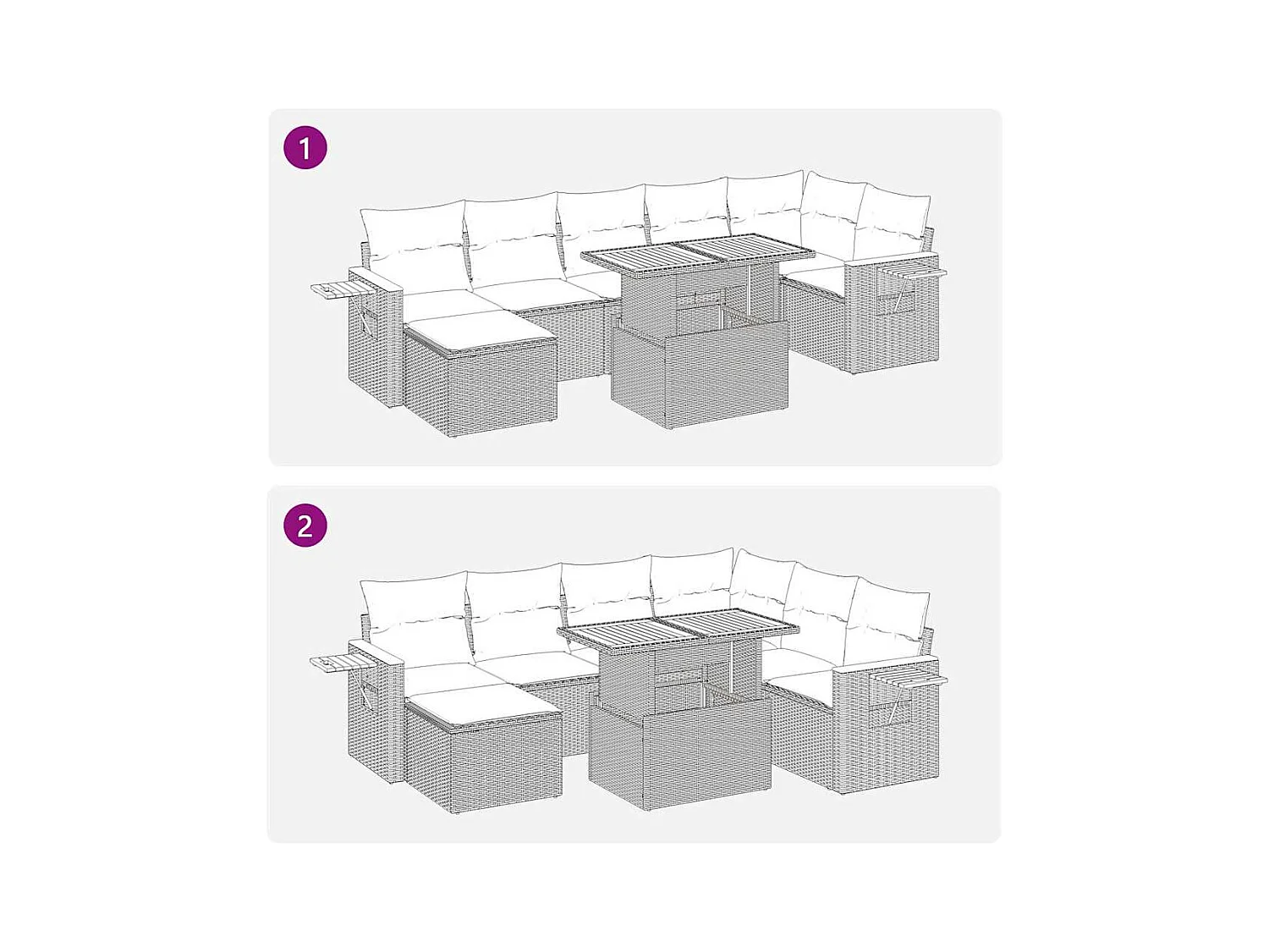 8-tlg. Garten-Sofagarnitur mit Kissen Beige Poly Rattan Akazie