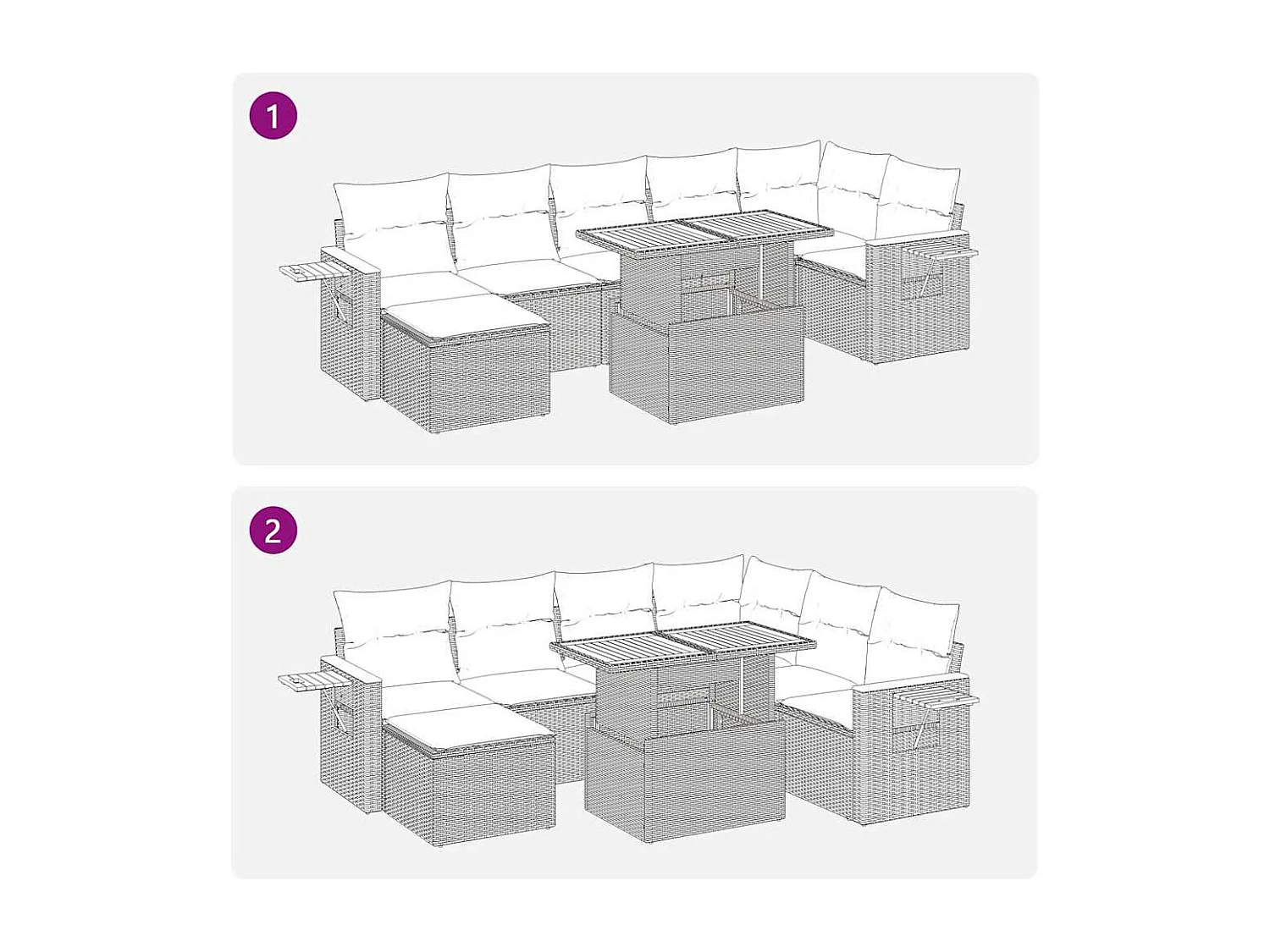 Set Divano da Giardino 8 pz con Cuscini Beige Polyrattan Acacia