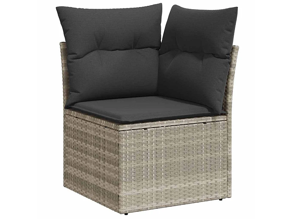 Set Divano da Giardino 8pz con Cuscini Grigio Chiaro Polyrattan