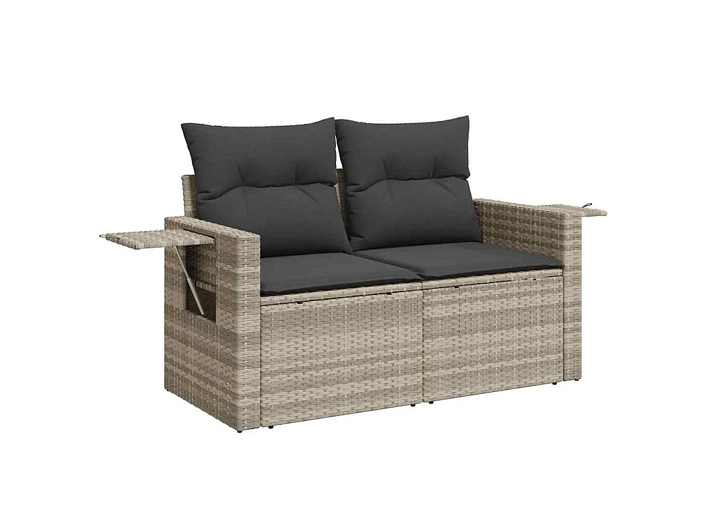 Set Divano da Giardino 8pz con Cuscini Grigio Chiaro Polyrattan