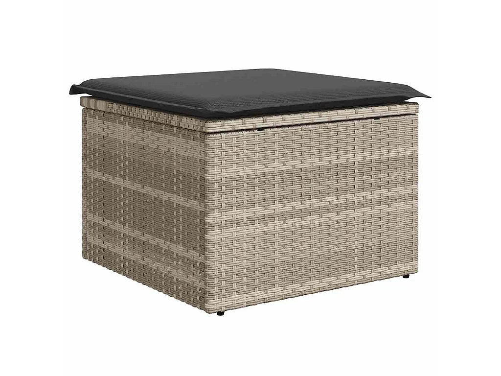 Set Divano da Giardino 8pz con Cuscini Grigio Chiaro Polyrattan