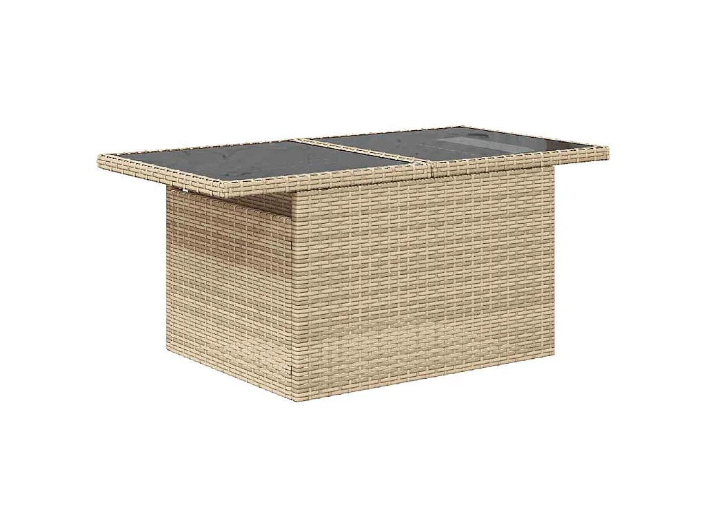 10-delige Loungeset met kussens poly rattan beige