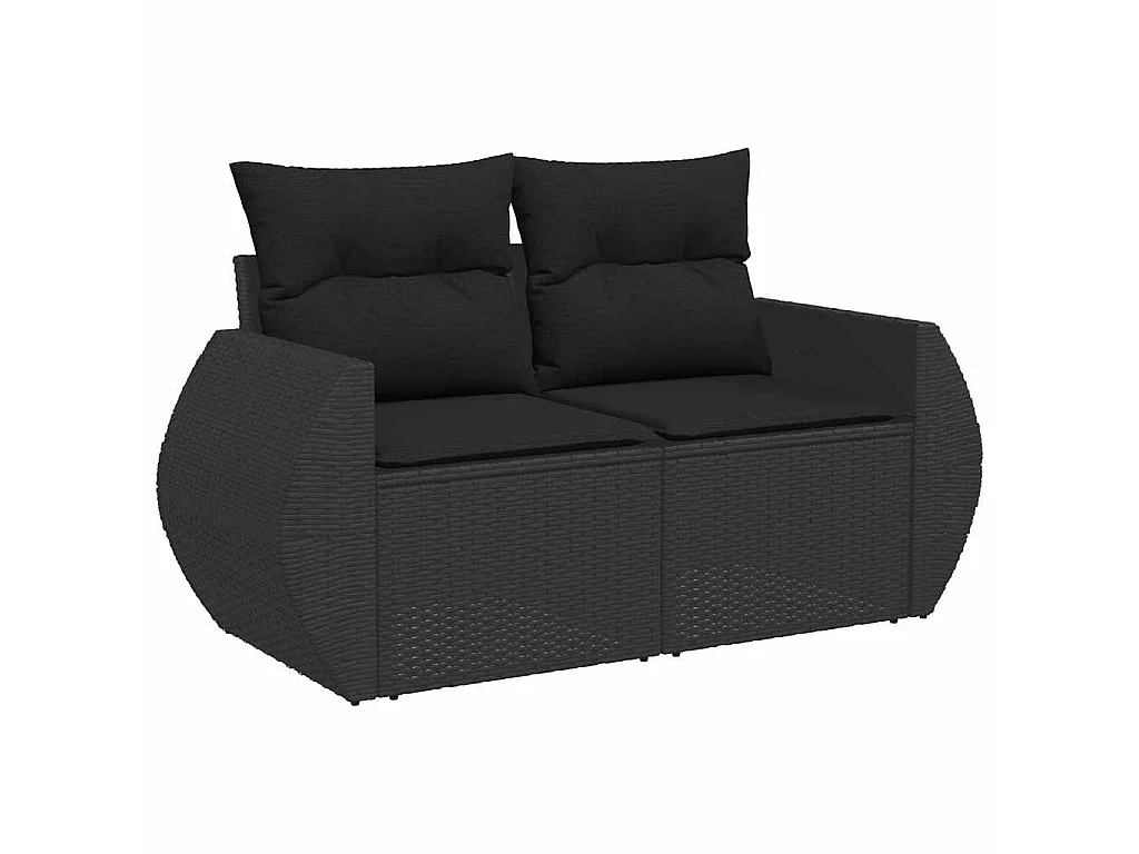 11-delige Loungeset met kussens poly rattan zwart