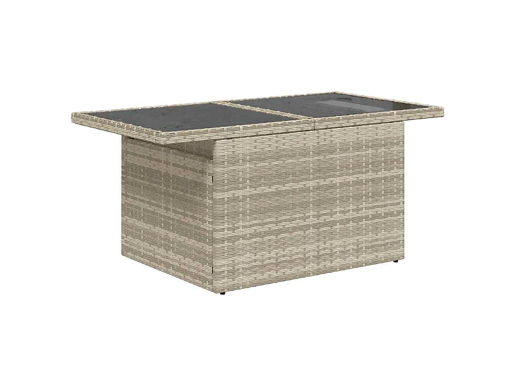 9-tlg. Garten-Sofagarnitur mit Kissen Hellgrau Poly Rattan