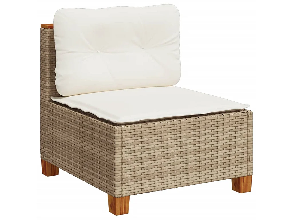 8-delige Loungeset met kussens poly rattan beige