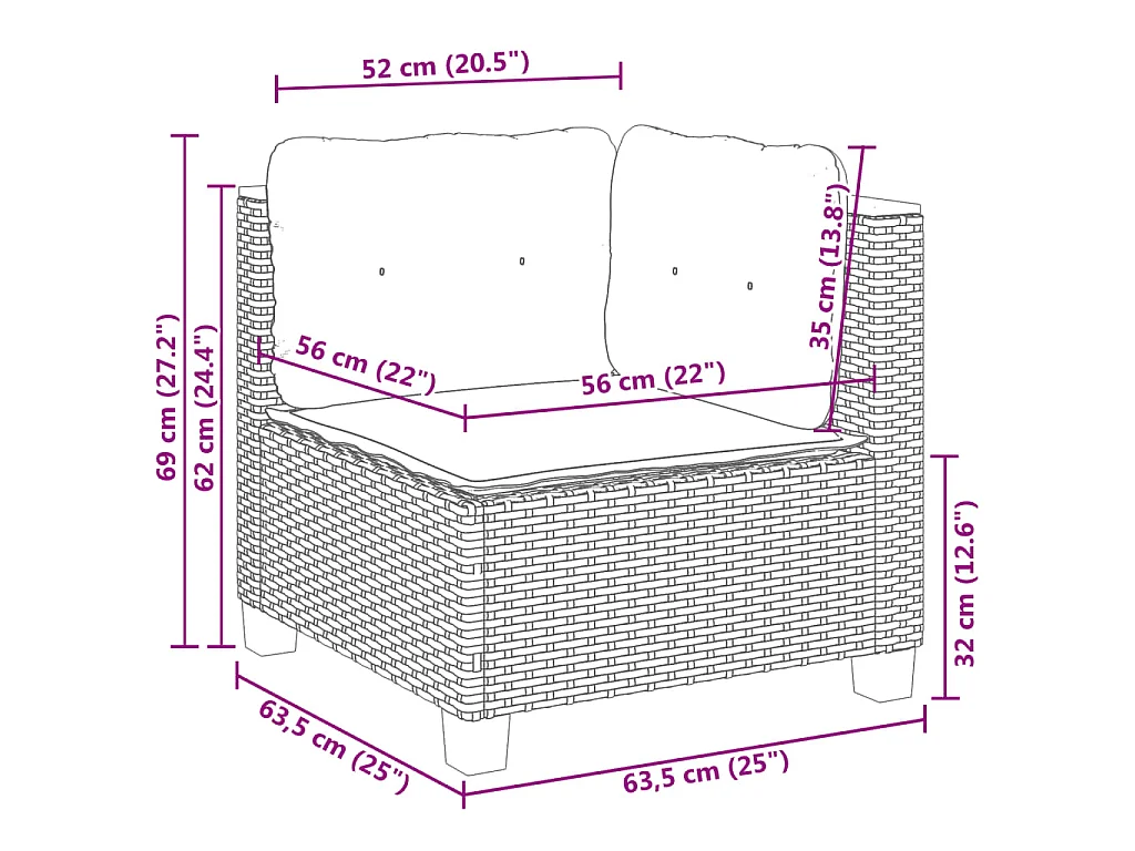 8-delige Loungeset met kussens poly rattan beige