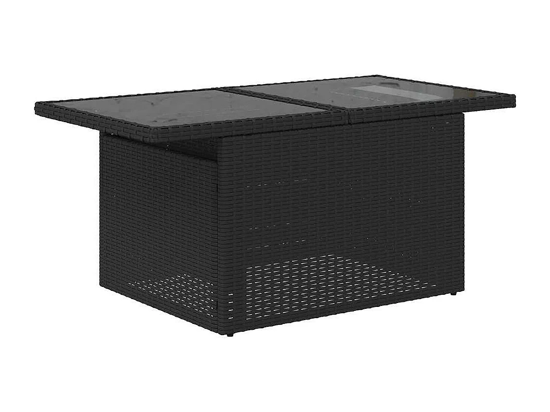 9-tlg. Garten-Sofagarnitur mit Kissen Schwarz Poly Rattan