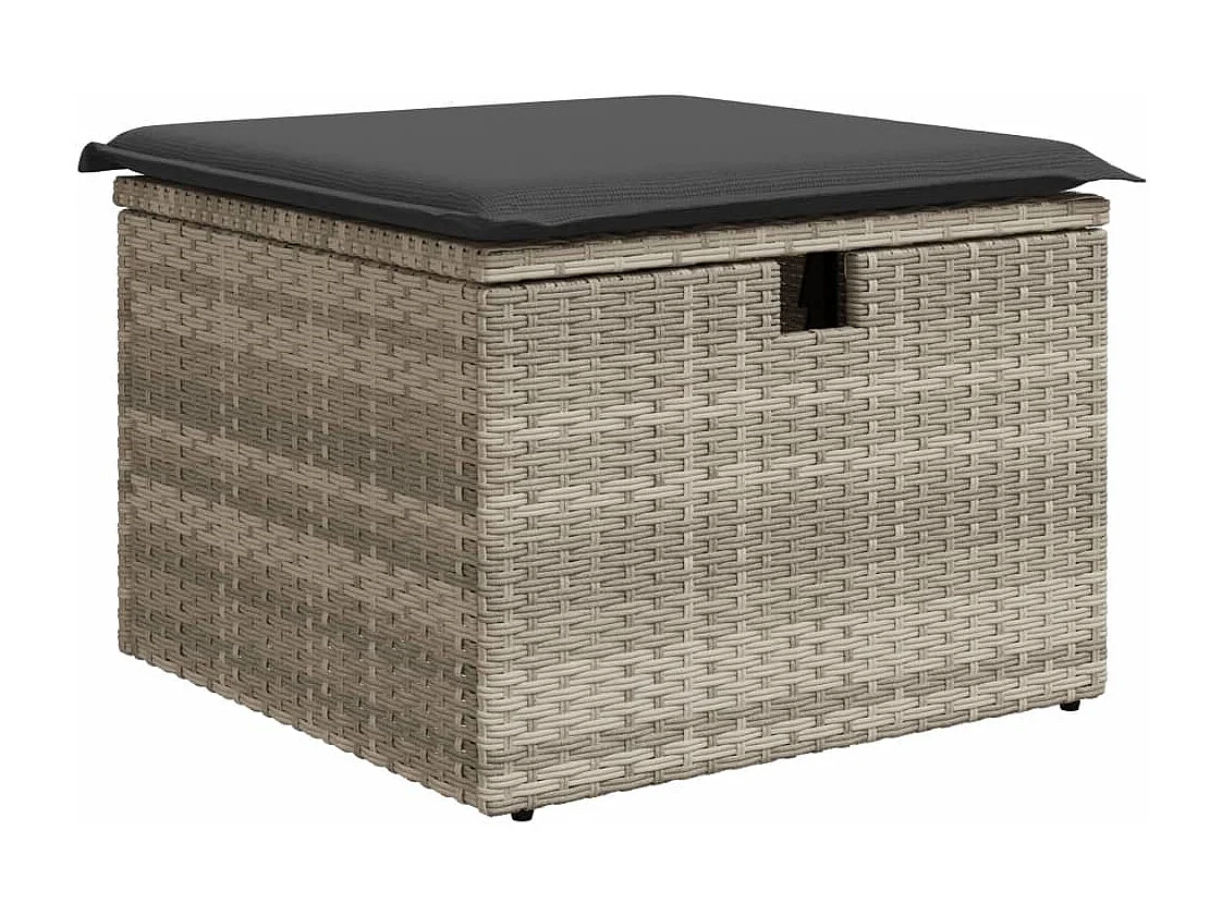 8-tlg. Garten-Sofagarnitur mit Kissen Hellgrau Poly Rattan