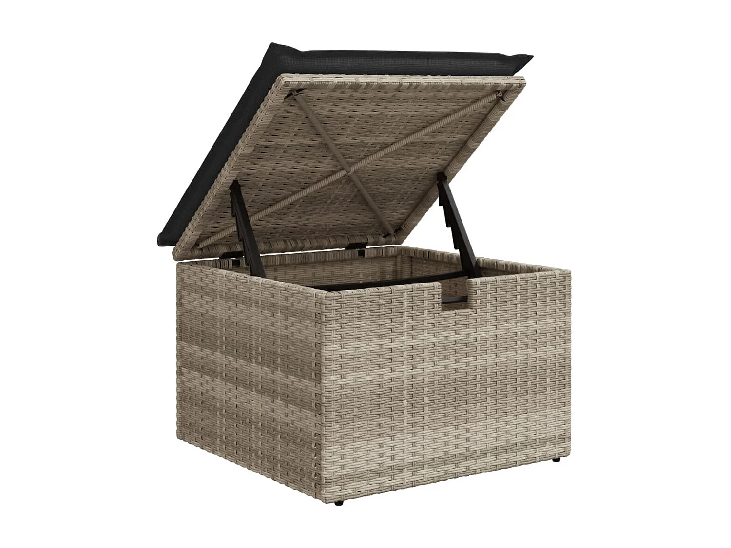 8-tlg. Garten-Sofagarnitur mit Kissen Hellgrau Poly Rattan