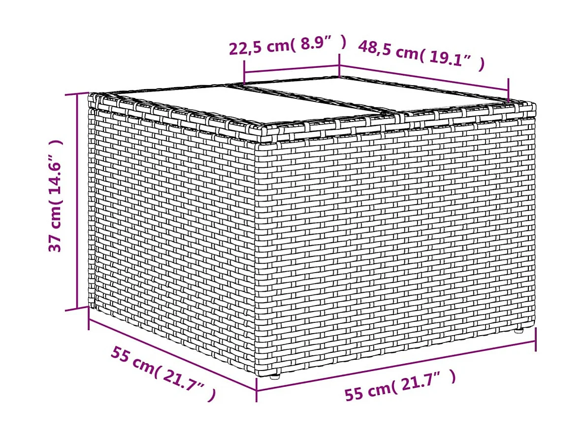 11-delige Loungeset met kussens poly rattan bruin