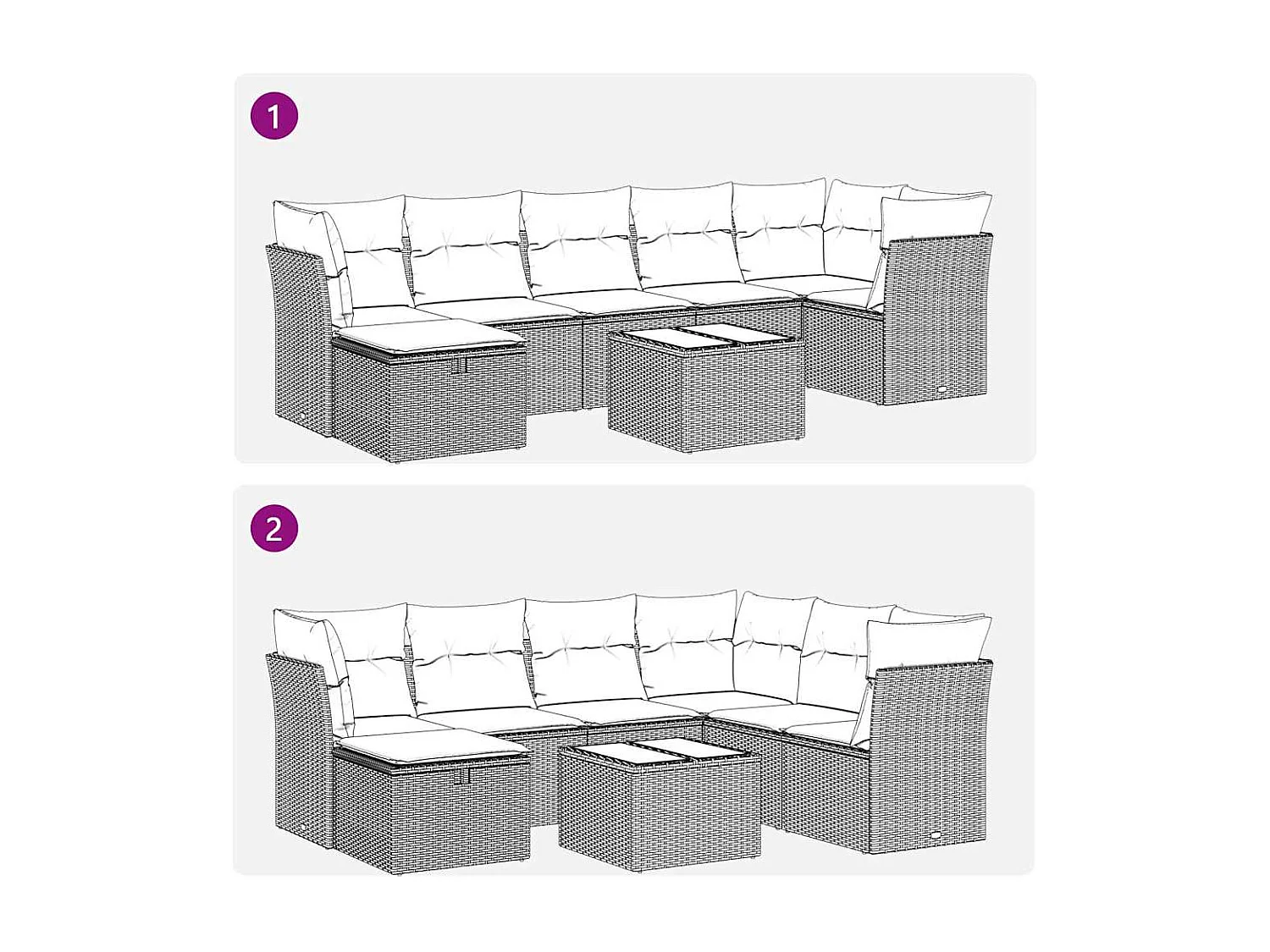 8-tlg. Garten-Sofagarnitur mit Kissen Beige Poly Rattan