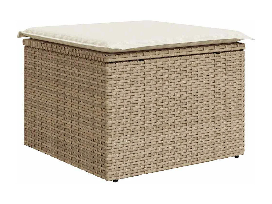 Salon de jardin avec coussins 8 pcs beige résine tressée
