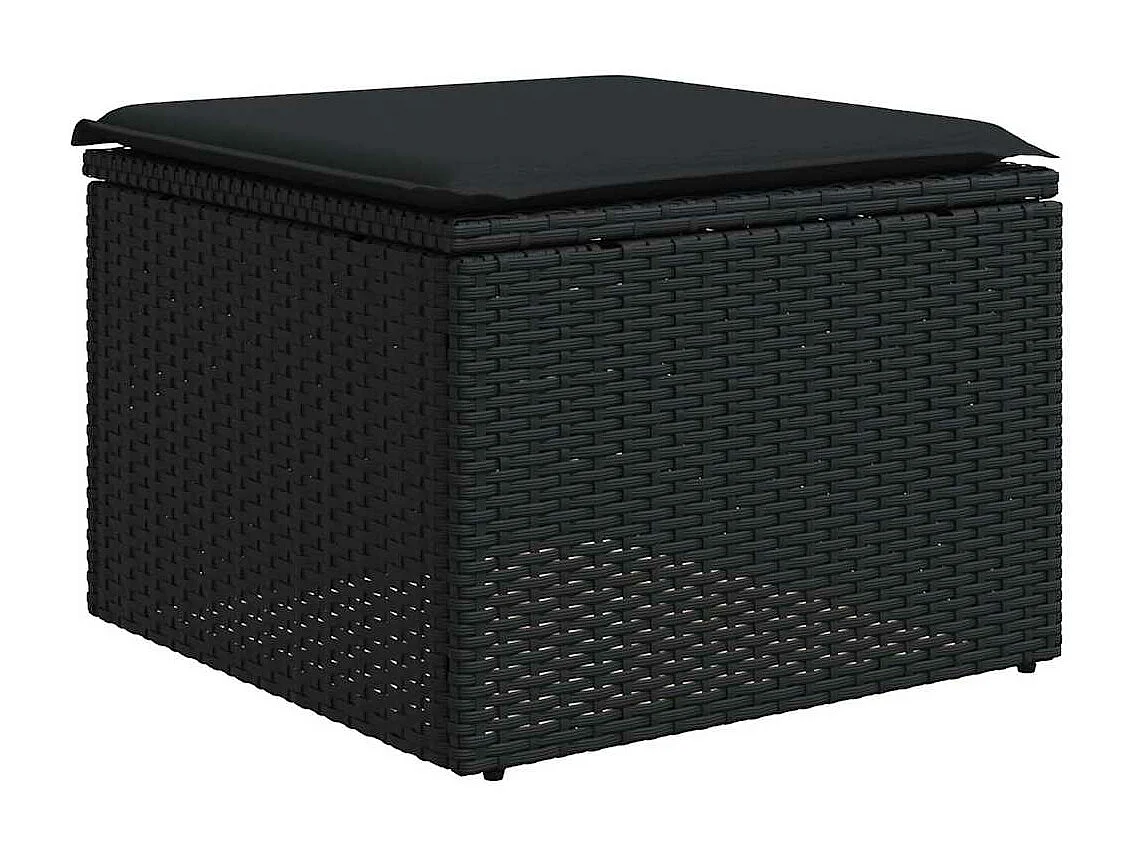 Salon de jardin 8 pcs avec coussins noir résine tressée