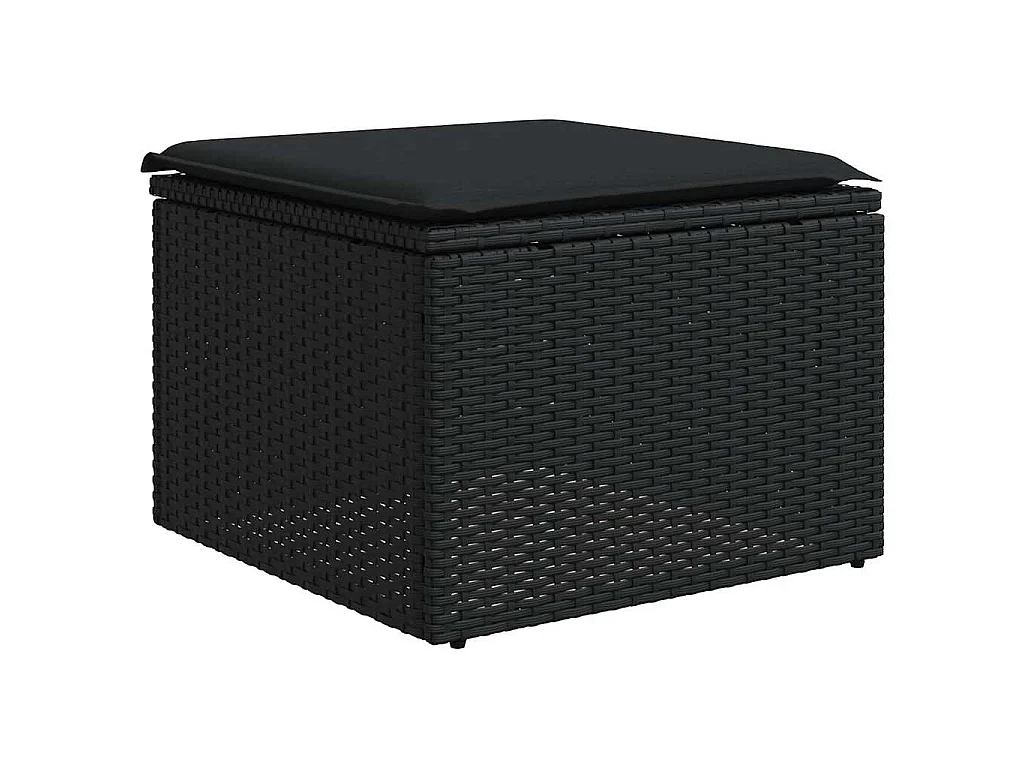 Set de sofás de jardín 8 piezas y cojines ratán sintético negro