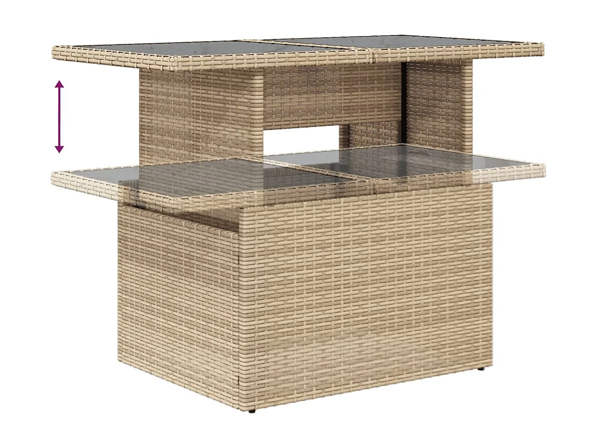 Set de sofás de jardín 9 pzas con cojines ratán sintético beige