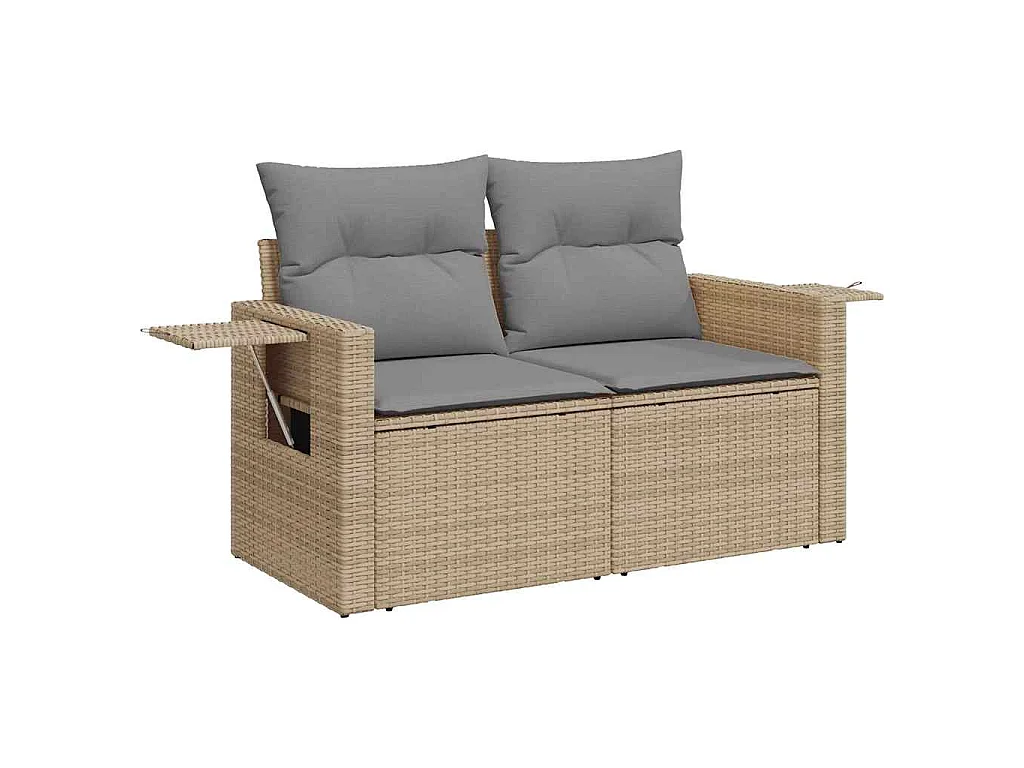Set de sofás de jardín con cojines 9 pzas ratán sintético beige