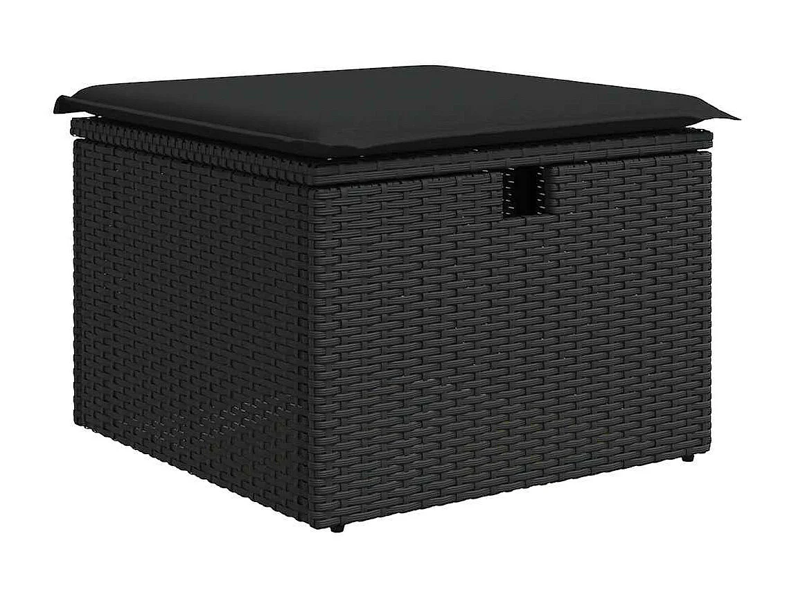 9-tlg. Garten-Sofagarnitur mit Kissen Schwarz Poly Rattan