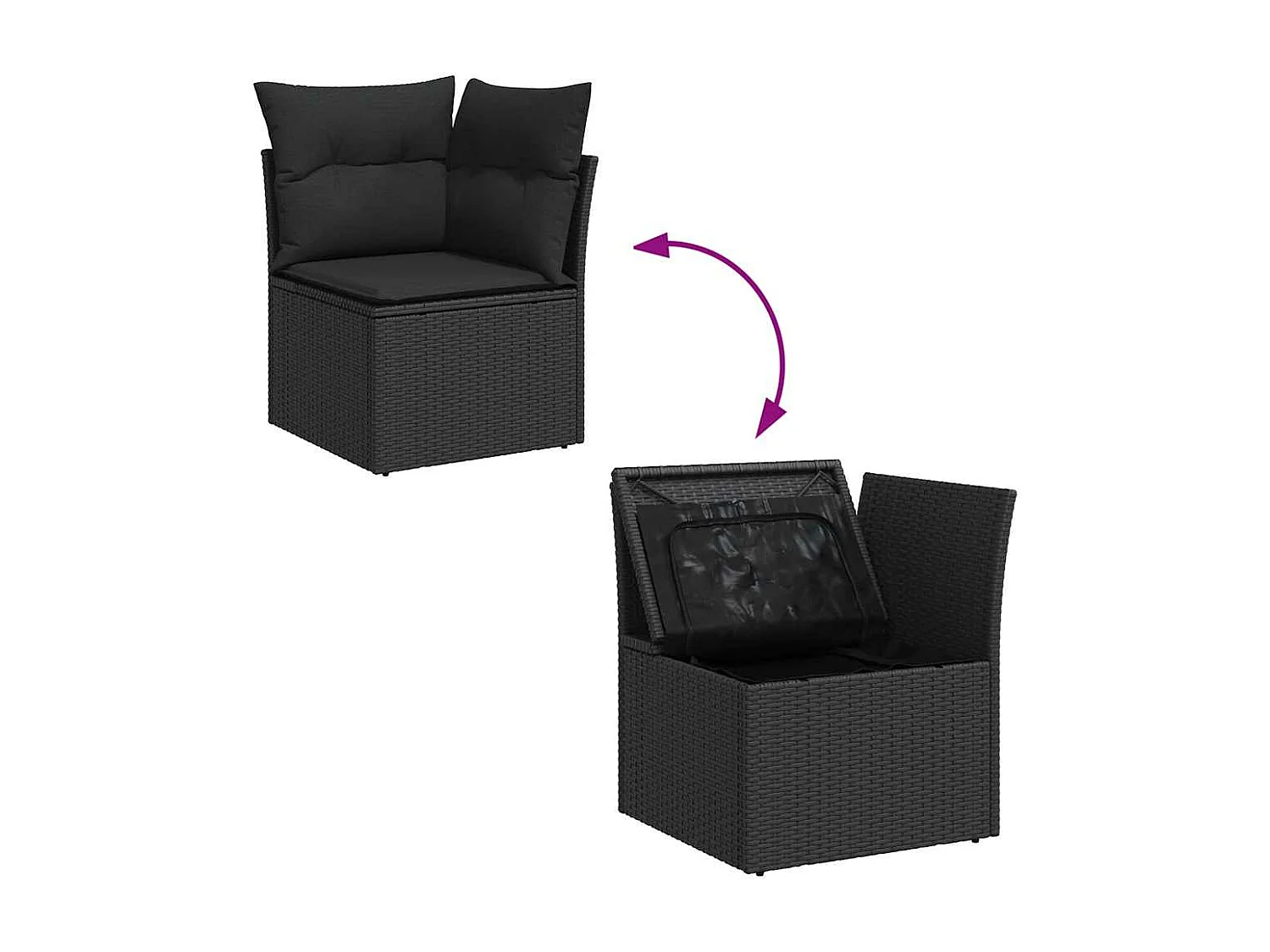 9-tlg. Garten-Sofagarnitur mit Kissen Schwarz Poly Rattan