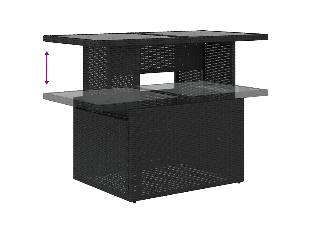 9-delige Loungeset met kussens poly rattan zwart